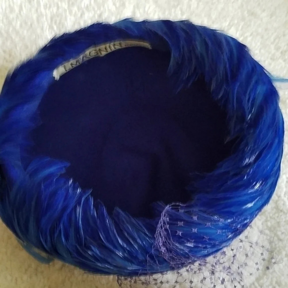 Vintage I Magnin Royal Electric‎ Blue Feather Hat main image 7